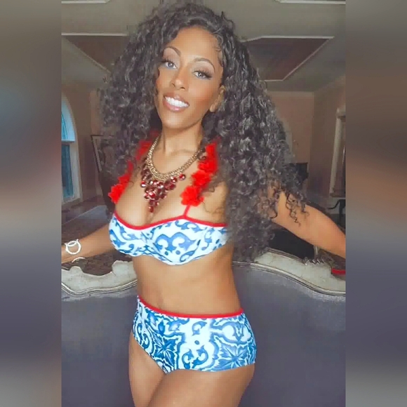 Callie Lives Ruffle Le Fleur: Red White & Blue Swimsuit L XL - Picture 8 of 15